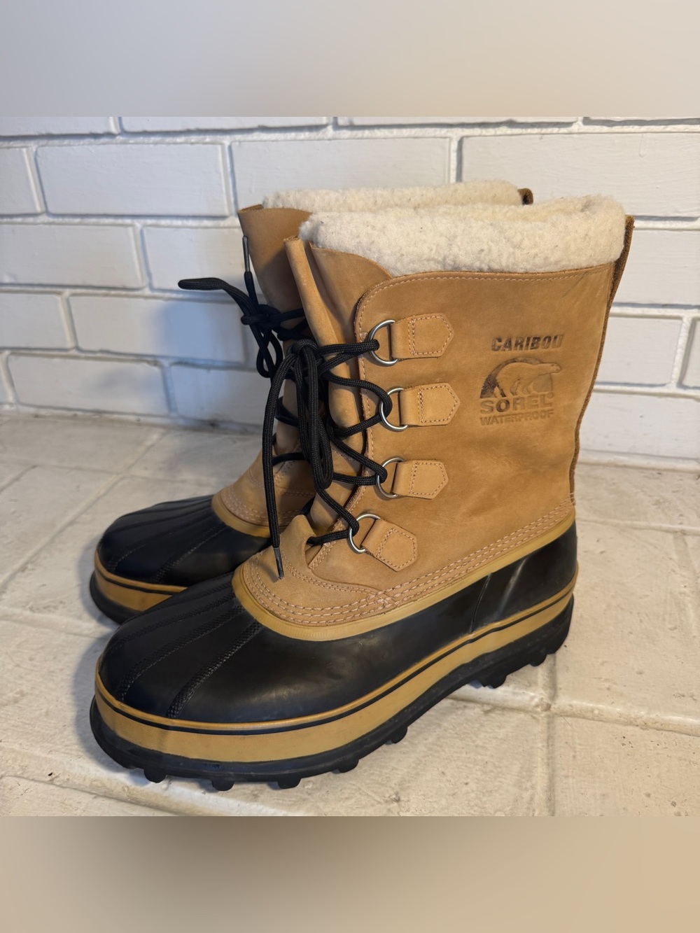 SOREL Caribou II Waterproof Winter Snow Boots Buff Tan / Black Men’s 11 EUC